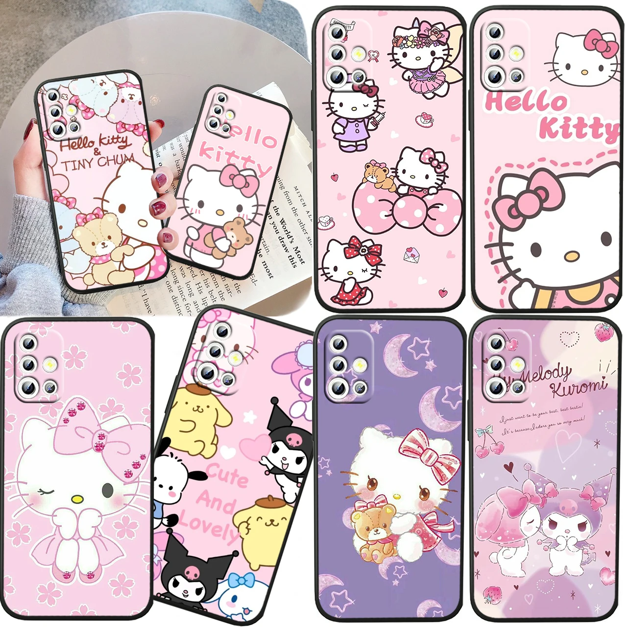 

Anime HelloKitty For Samsung A04S A81 A91 A71 A51 A41 A31 A12 A21S A01 4G 5G Silicone Soft Black Phone Case