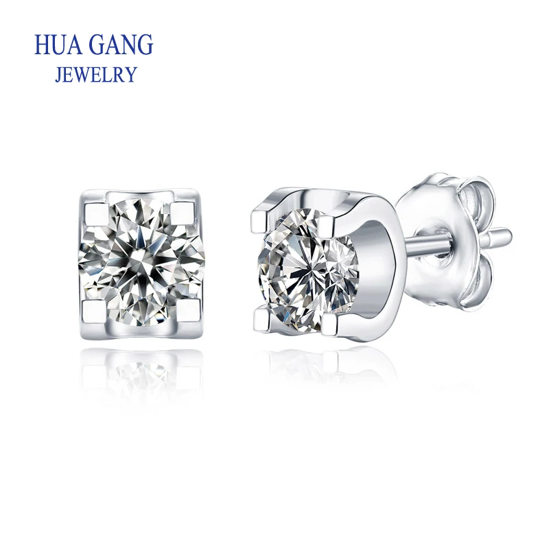 

Plated 925 Sterling Silver Classic Tauren Stud Earrings made with VVS1 D Color Round 1ct Moissanite for Women for Men