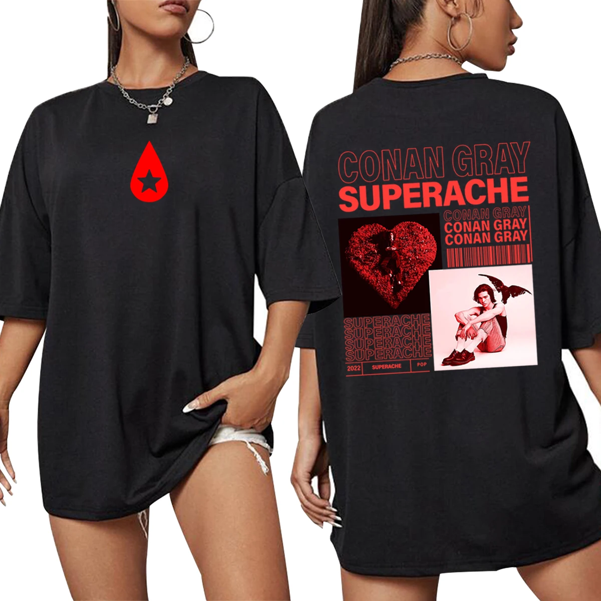 Женская футболка оверсайз с рисунком Conan Gray Found Heaven superашью