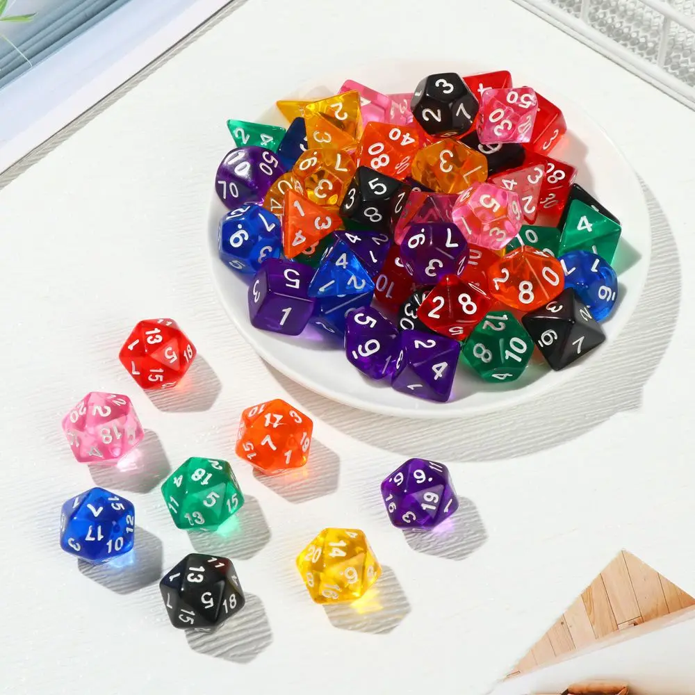 

7Pcs/Set Polyhedral 7-Die Dice Set Game Dice For TRPG DND Accessories D4 D6 D8 D10 D12 D20 Dice For Board Card Game Math Games