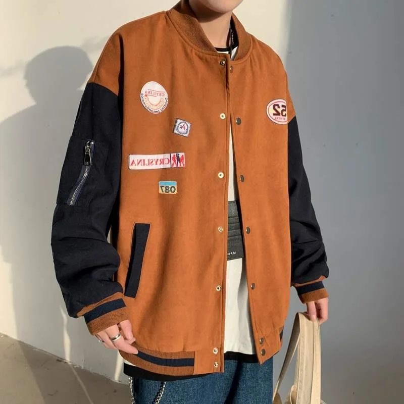 

Новинка весны, модная Корейская модель 2023, трендовая мужская повседневная спортивная блестящая куртка, Мужская бейсбольная куртка-пилот в ...