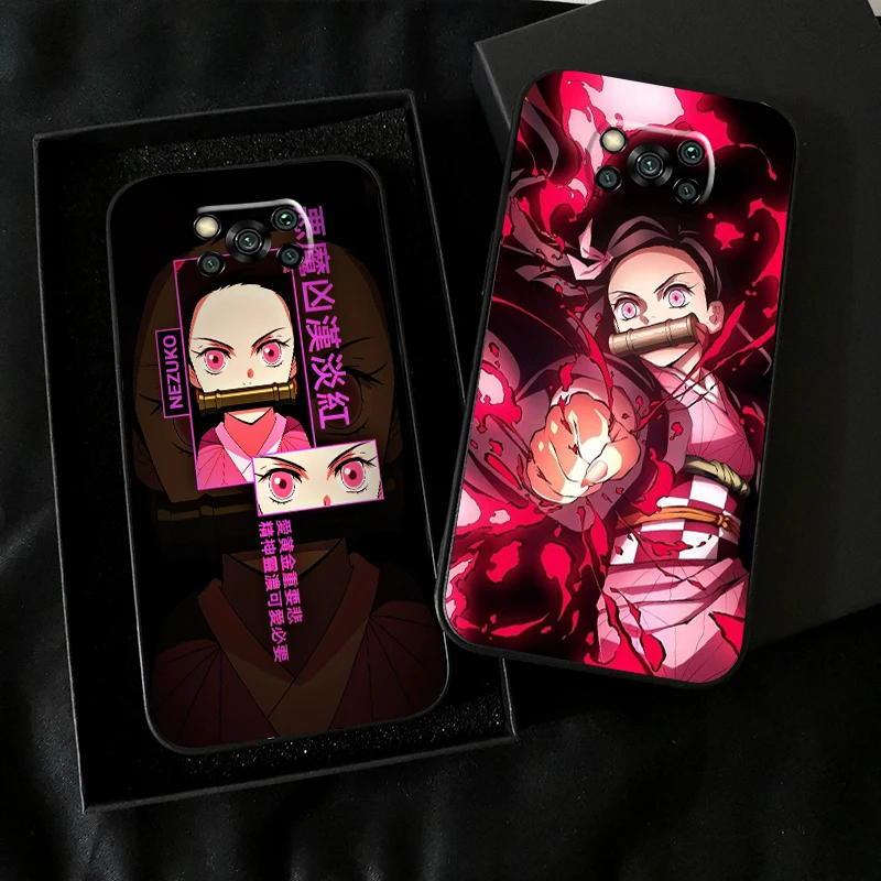 

Anime Kamado Nezuko For Xiaomi Poco X3 Pro NFC For POCO X3 GT Phone Case Back Silicone Cover Liquid Silicon Black
