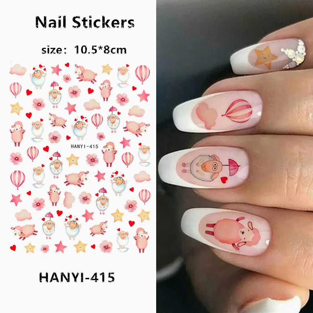 

HANYI series HANYI-415 Small animals 3D Back glue Self-adhesive Nail art Nail sticker decoration tool Sliders For Nail Decals