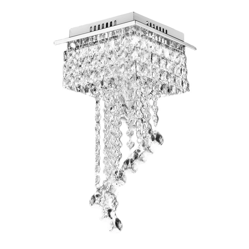 

Silver Art Deco Stainless Steel Crystal Chandelier Lighting Lustre Suspension Luminaire Lamp For Dining Room