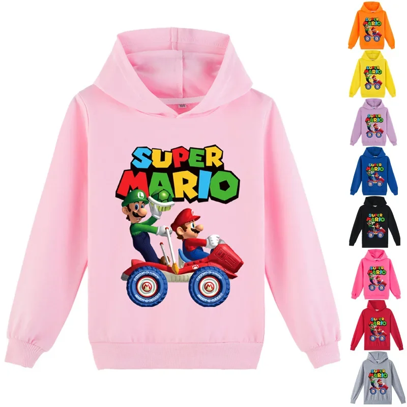 

Mario Children's Clothing Tiny Cottons Kids Winter 2024 Popular Cartoon Print Casual Sports Long-sleeved Hooded Sweatshirt