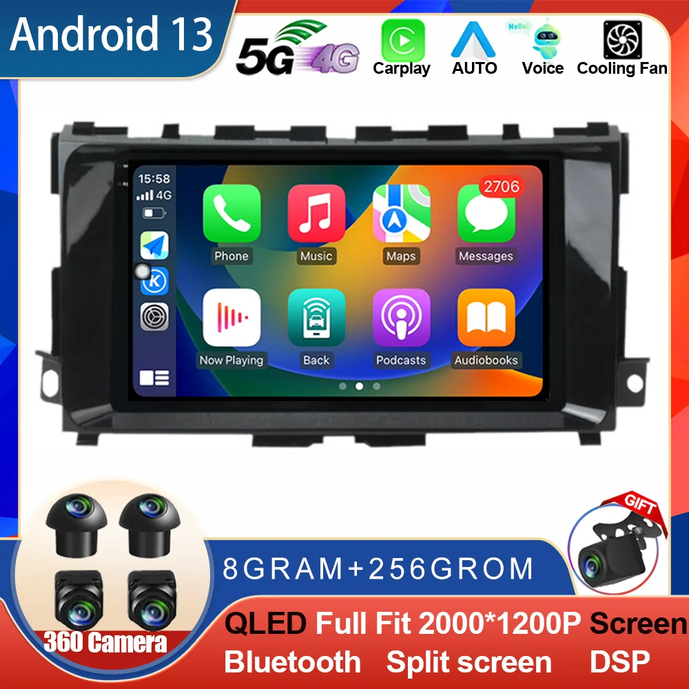 Автомобильный радиоприемник Carplay Android 14 для Nissan Teana 3 Altima 5 L33 2013-2020 мультимедийный