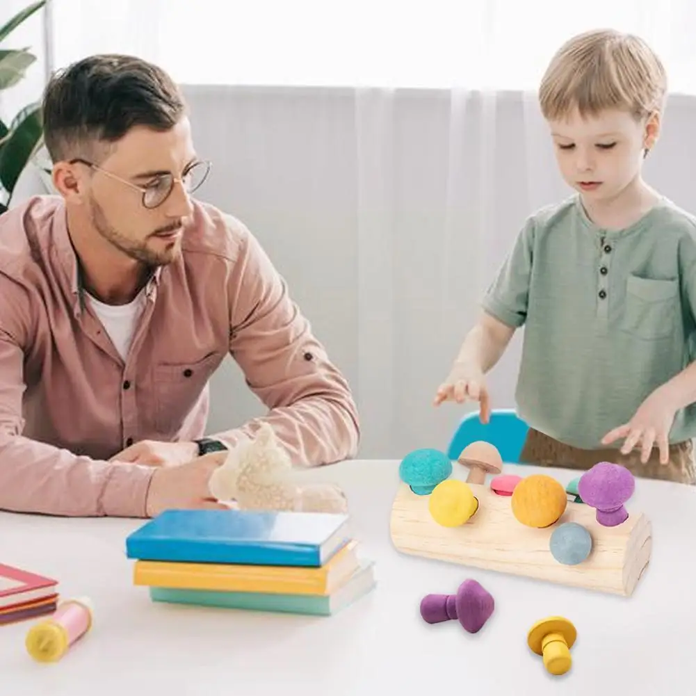 

Rainbow Mushroom Picking Game Wooden Educational Toys Gifts Training Birthday Concentration Improvement Intelligence Toy