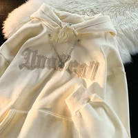 vintage high street punk style hoodies men women hooded letter embroidery necklace gothic hoodies hip hop y2k sweatshirts