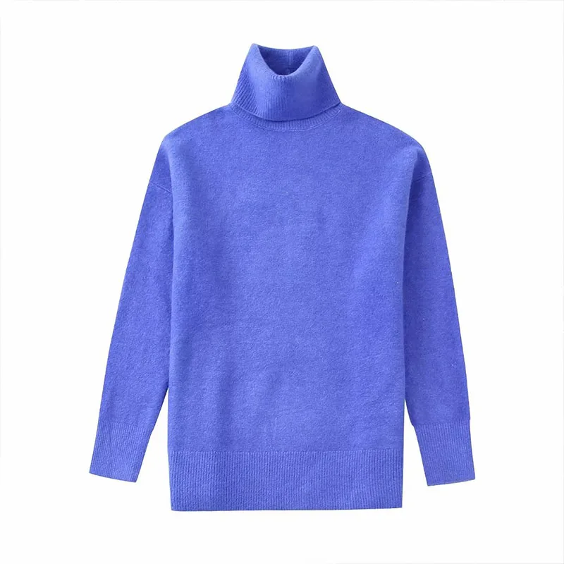 

Women 2022 Autumn Fashion Soft Loose Knit Sweater Vintage Turtleneck Long Sleeves Female Pullover Chic Tops 221280