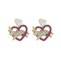 cute jumping rabbit love flocking earrings autumn and winter fashion niche design earrings fashion jewelry for women
