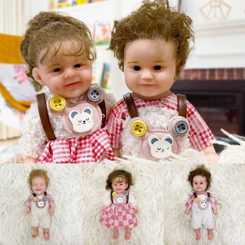 

Realistic Doll Gifts Infant Bed Nap Reborn Newborn with Clothes Doll Accompany Toys with Cloth Curly Hair Delicate Doll