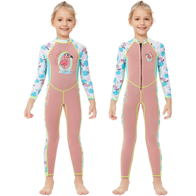 

CX45 New 2MM Children's Diving Suit One-piece Long-sleeved Trousers Lycra Swimsuit Girl's Warm Snorkeling Surfing Diving Suit