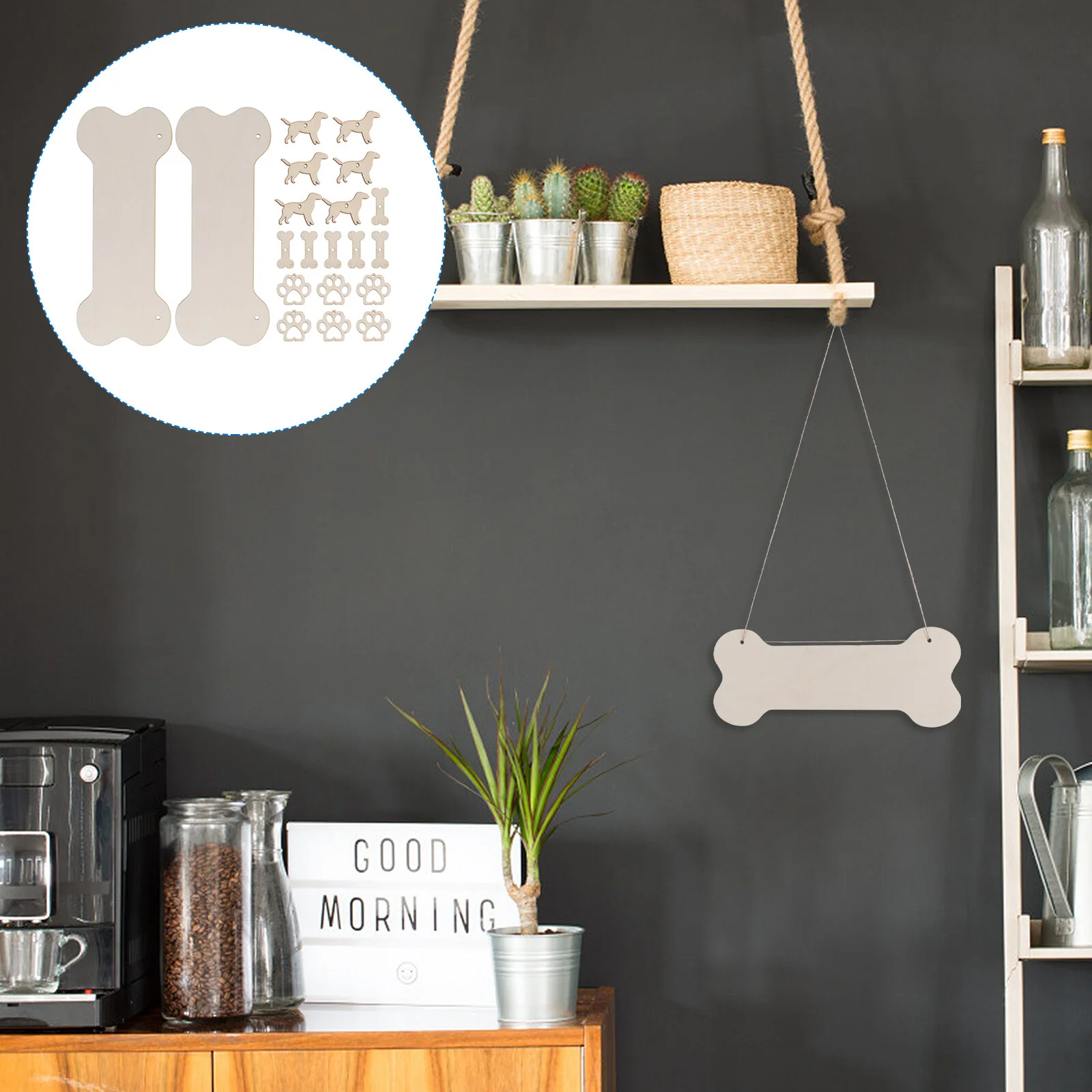 

20 Pcs Dog Bone Pendant DIY Wood Sign Plaque Blank Plague Woodsy Decor Front Door Unfinished Puppy Hanging