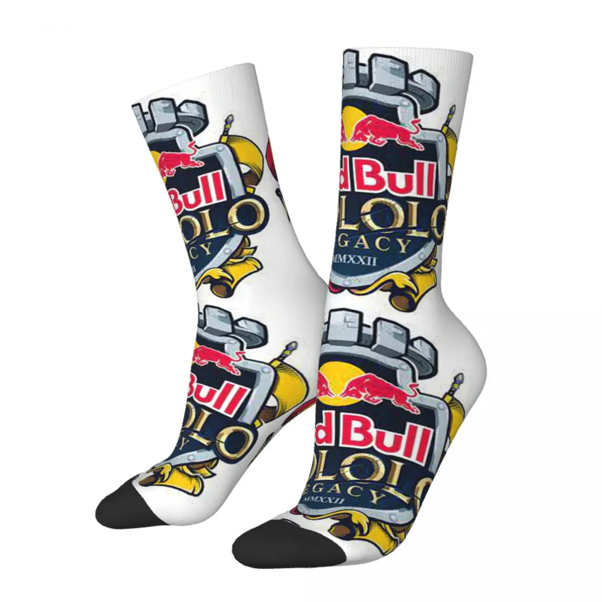 

Hip Hop Retro Badge Crazy Men's Compression Socks Unisex Red Double-Bull Street Style Seamless Printed Funny Novelty Crew Sock