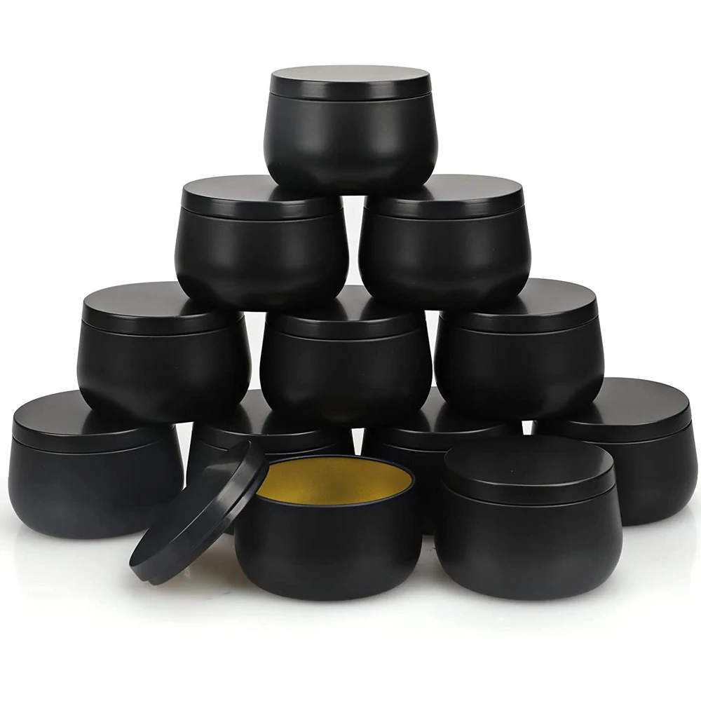 

8oz Candle Tin Cans with Lids Bulk DIY Black Candle Containers Jar for Making Candles Arts & Crafts Storage Gifts