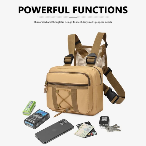 Камуфляжная тактическая сумка, индивидуальный функциональный рюкзак из ткани Оксфорд с жилетом, нагрудная сумка для мужчин и женщин