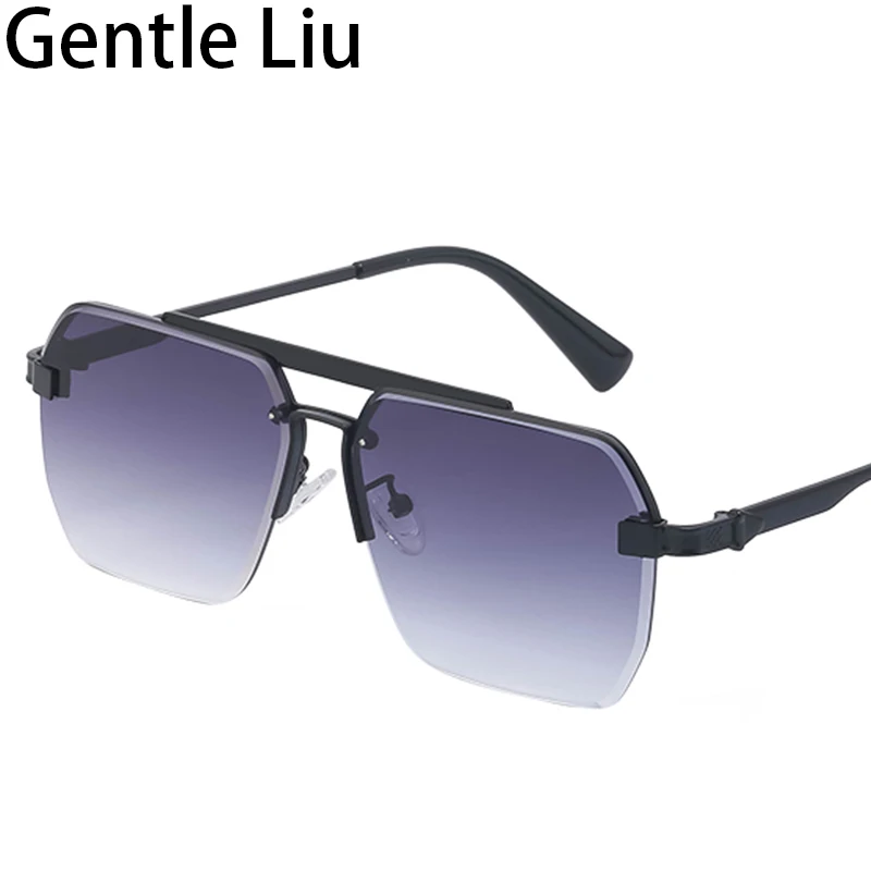 

Vintage Rimless Sunglasses Men 2022 Luxury Brand Designer Oversized Frameless Sun Glasses for Male Retro Eyewear Shades Mirror