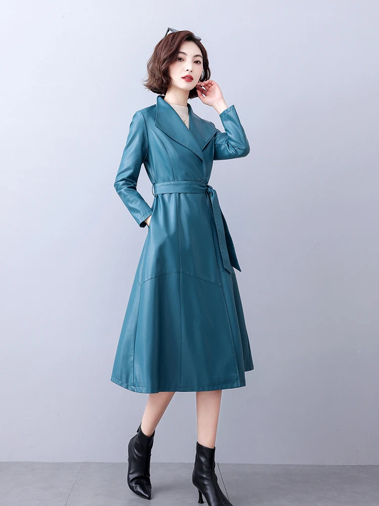 Genuine Leather Coat Haining Sheepskin Women Mid-Length Temperament Outerwear 2024 Spring and Autumn Waist Hugging Slim fit o...