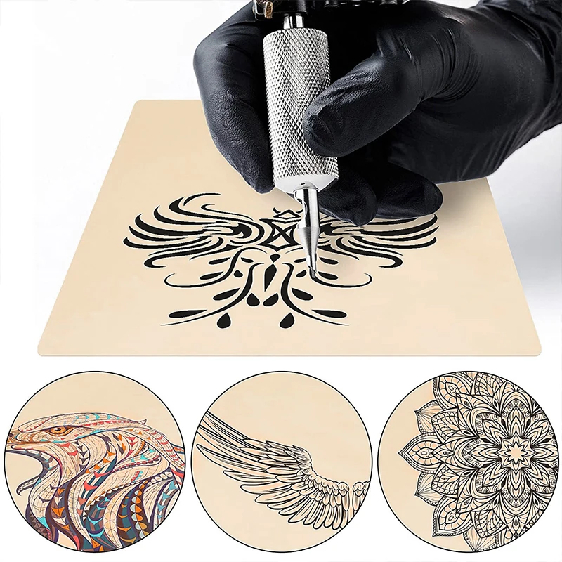 

5pcs Tattoo Blank Practice Skin Eyebrow Gragon Pattern Paint Mixer Makeup Double Sized Synthetic Leather Tattoo Accessories