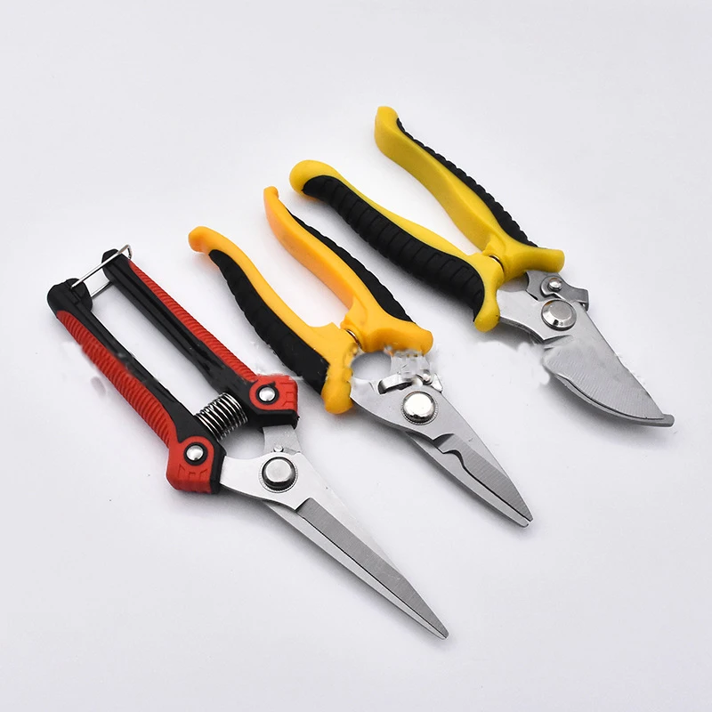 1Set Gardening Scissors Three-piece Elbow Rough Branch Shears Pointed Branch Shears Gardening Hand Tools Pruning Shears Set