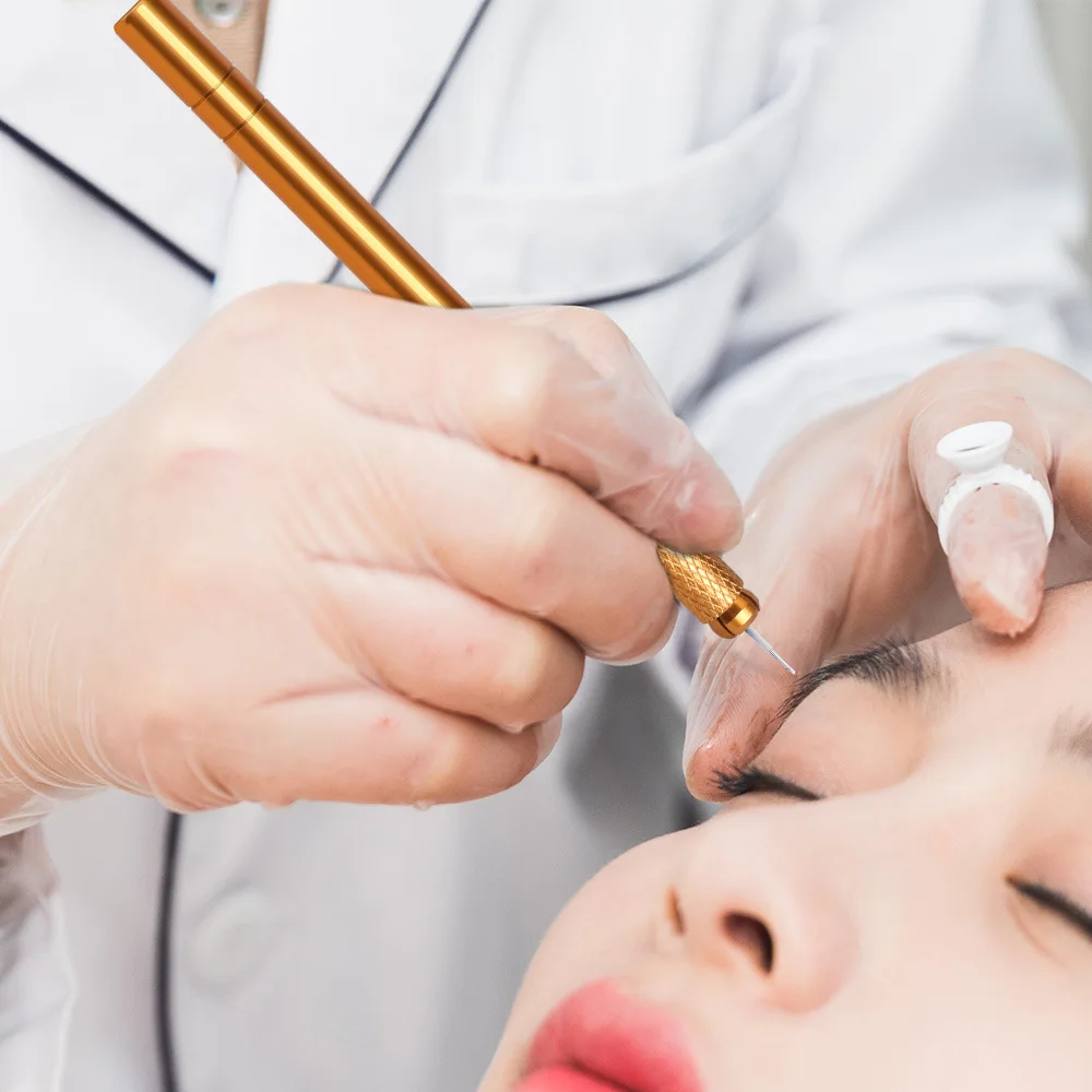 

Permanent Makeup Eyebrow Tattooing Manual Guns 5pcs 12pin Blade Needles+Golden Tebori 3D Pen Microblading