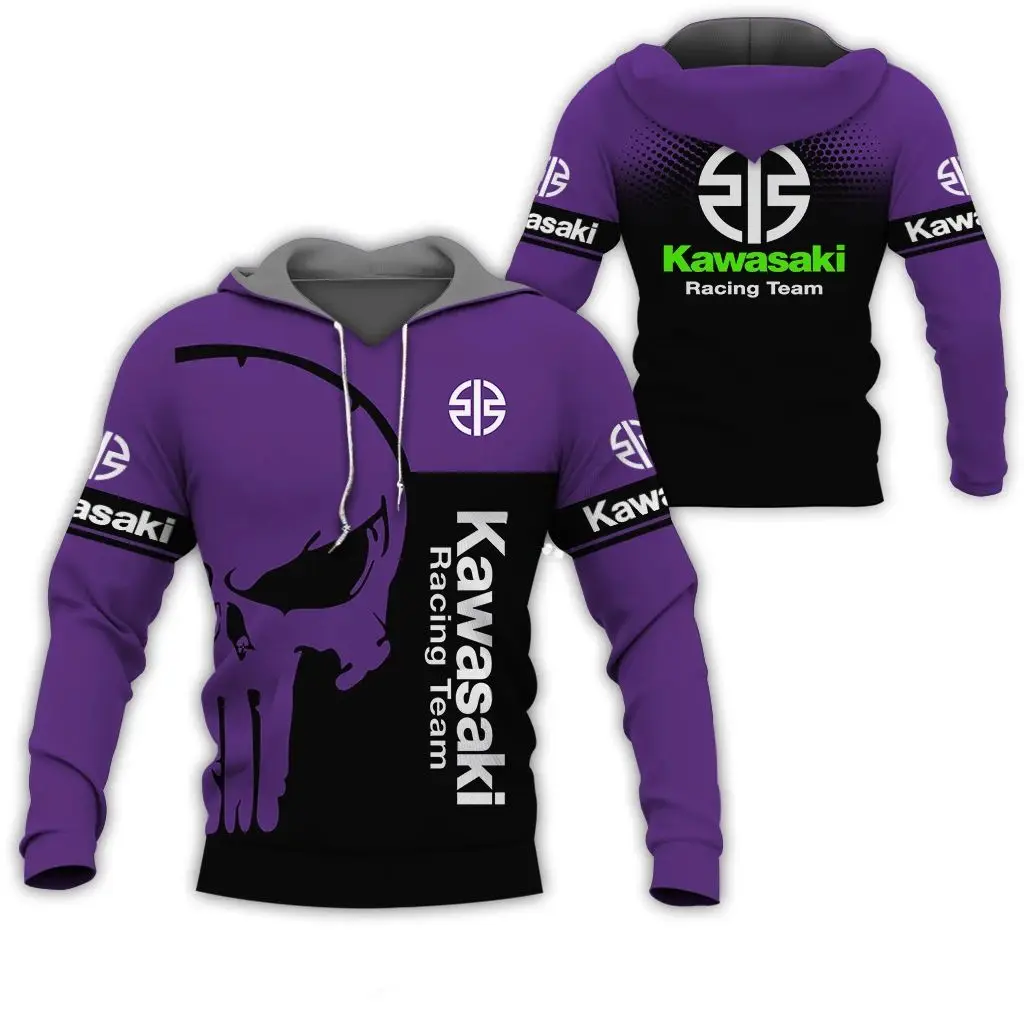 2024 Spring and Autumn 3D printed Kawasaki Ninja Motorcycle Ride off-road jumper extreme sports adventure unisex hoodie
