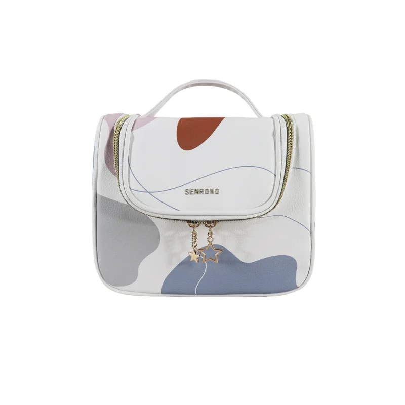 

Korean Printing PU Leather Waterproof Toiletries Bag Travel Large Capacity Makeup Bag Portable Cute Handheld Cosmetic Storage