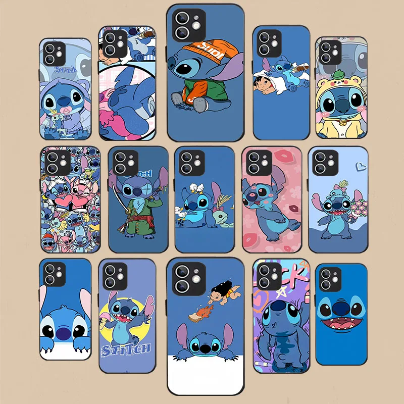 WB-17 Lilo Stitch Black Silicone чехол для Moto Edge 20 30 S E32 Lite Pro G G10 G22 G30 G42 G50 G52 G60 G71 G100