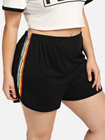 plus rainbow striped tape side dolphin shorts