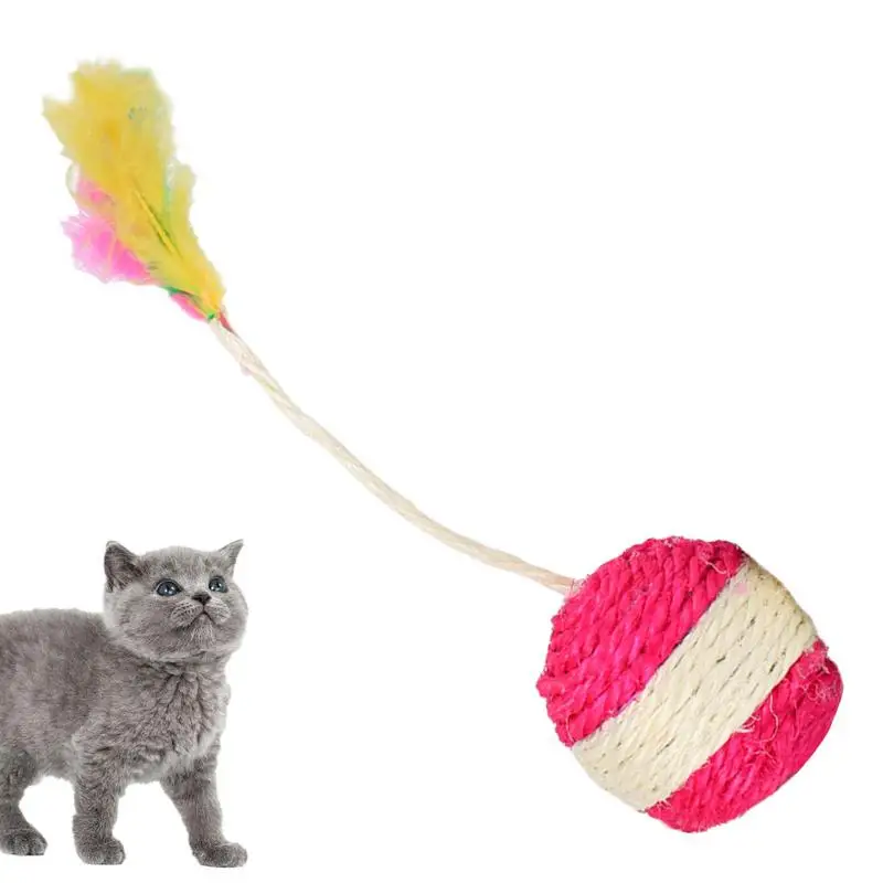 

Cat Scratch Ball Interactive Feather Scratcher Cat Toy Cat Yarn Ball Toy Colorful Interactive Toys For Indoor Cats And Kittens