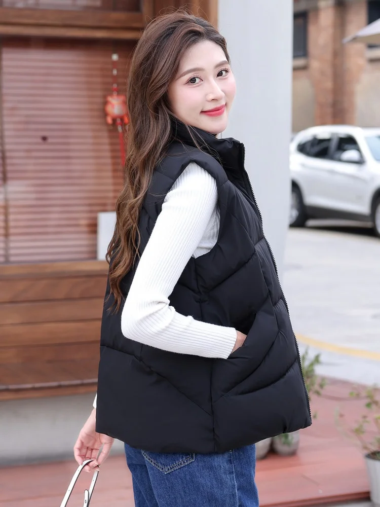 down Cotton-padded Vest Women Korean Fashion Outer Wear 2024 New Autumn and Winter Slim fit Versatile Short Waistcoat Outerwe...