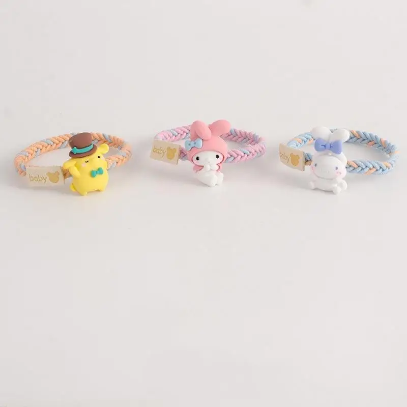 

Kawaii Sanrio Hair Ring Cinnamoroll Pompom Purin Mymelody Cartoon Cute Simple Head Rope Anime Sweet Braided Headwear Girl Gift