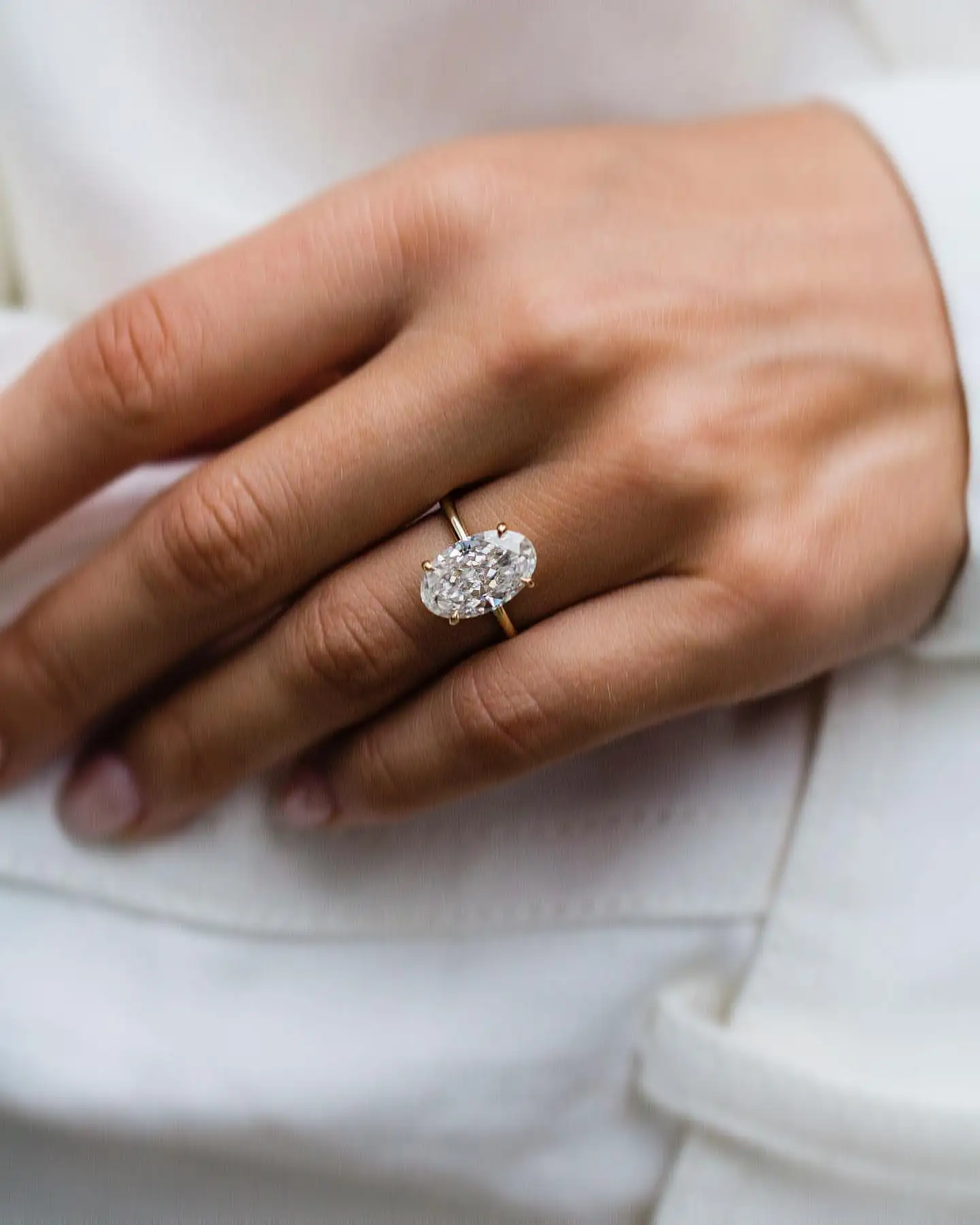 

JOVOVASMILE Moissanite Ring 18k 7.5 Carat Center 13.75x8.5mm Skinny Crushed Ice Hybrid Oval Cut Cocktail Jewelry Harper Setting