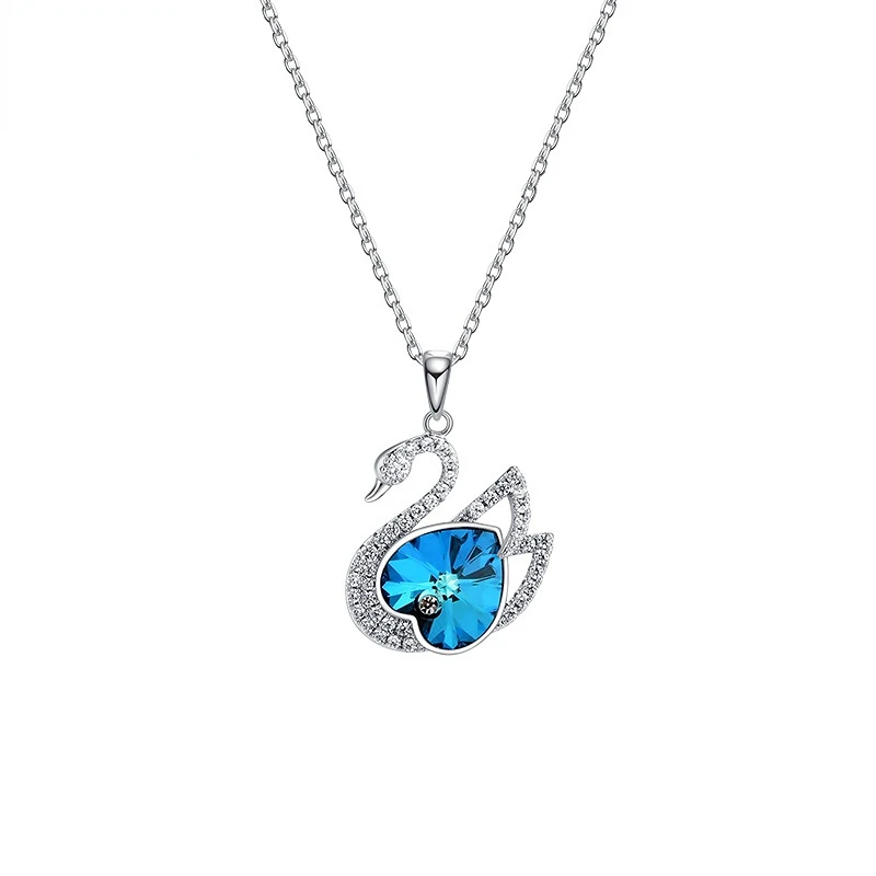 

2023 explosive collarbone chain Austrian crystal necklace female swan pendant jewelry niche high-grade sense