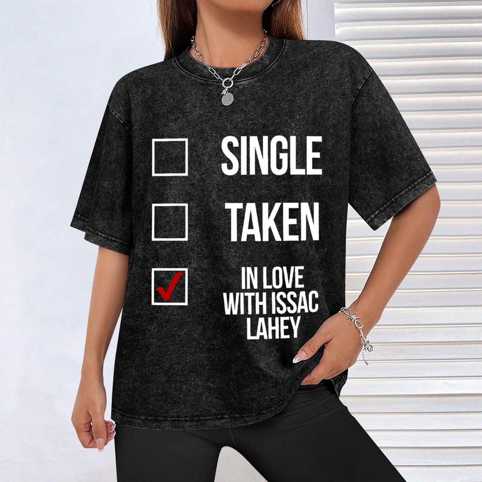Фото Single, Taken, In love with Issac Lahey — белая футболка, футболки большого размера, мужские футболки с рисунком в стиле хип-хоп №4