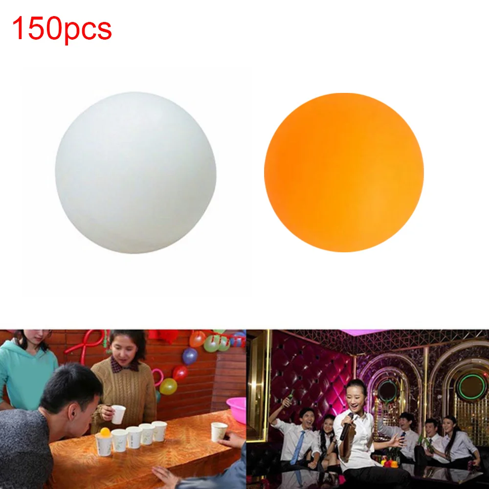 

Новинка, распродажа, 150 шт., 38 мм, белые оранжевые шарики для пинг-понга, стирающиеся шарики для питья, пластиковые тренировочные мячи из АБС-п...