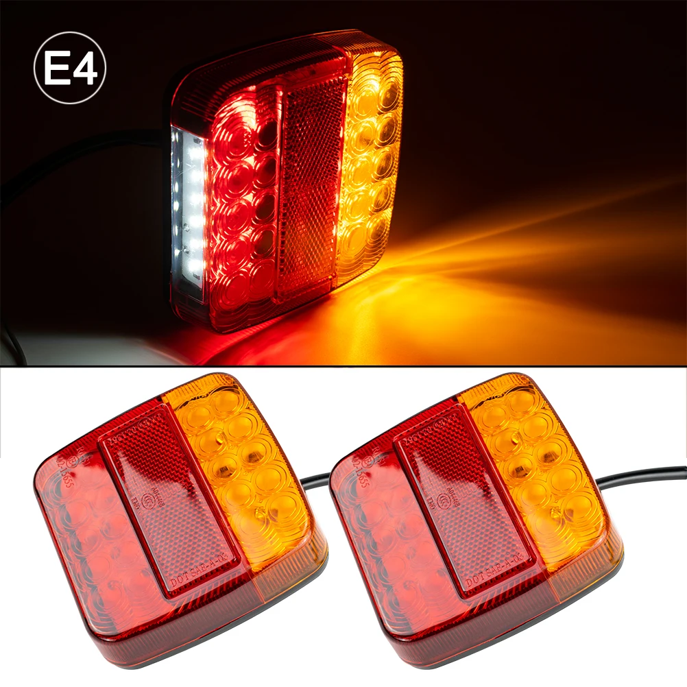 

Waterproof Square Trailer Lights Kit Red Brake Stop Tail Running License LED Light Lamp for 12V Camper Truck RV Boat Snowmobile