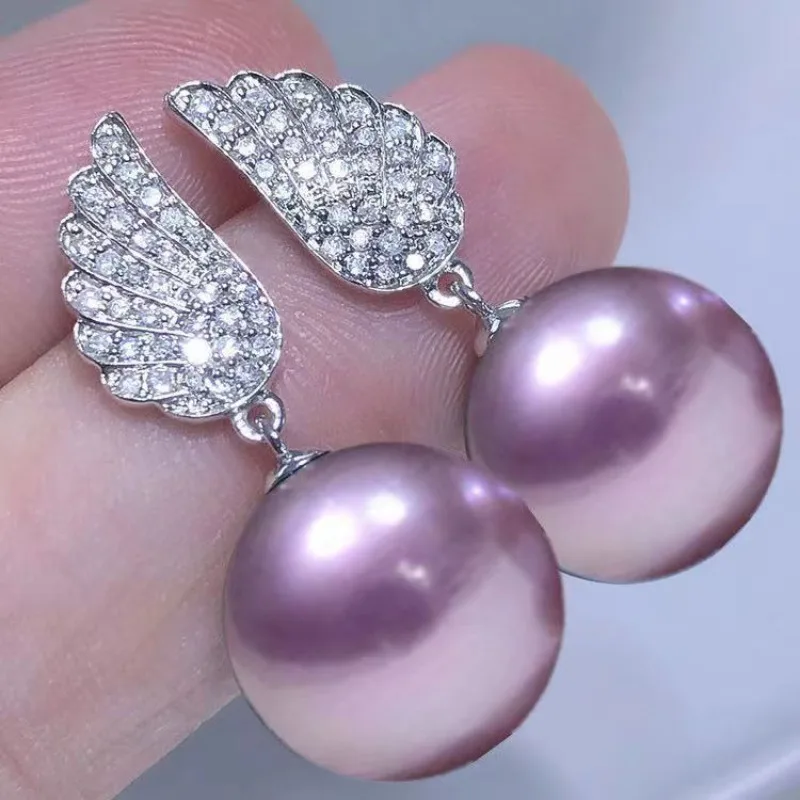 Серьги-гвоздики женские круглые с жемчугом 12-13 мм