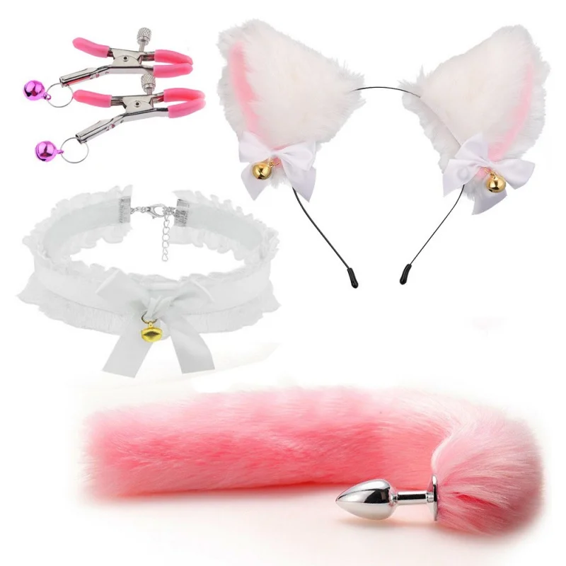 Эротическая несъемная анальная пробка с искусственным лисьим хвостом