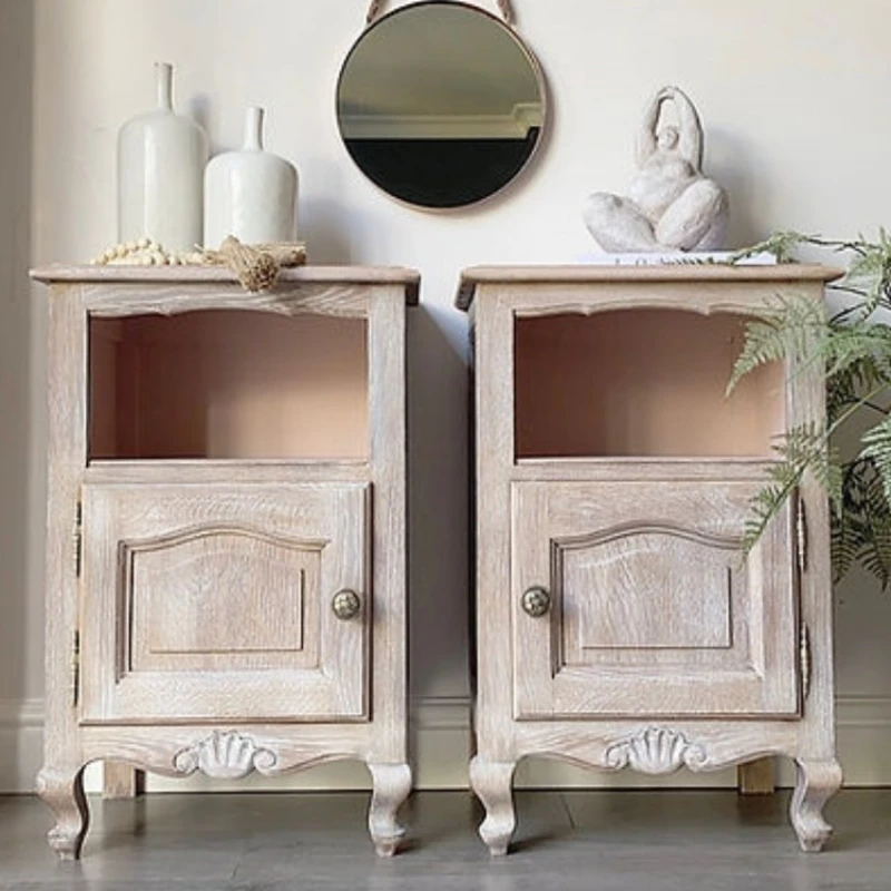 

Деревенский резной деревянный Ретро прикроватный столик для Спальни Шкафчик B & B для гостиной с краями из дуба