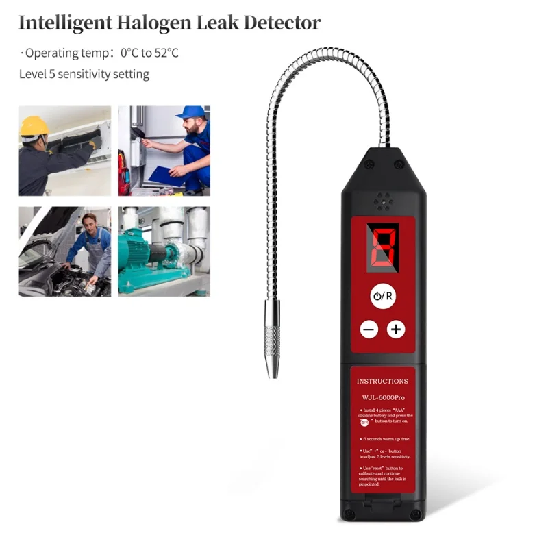 

Refrigerant Leak Detector Air Conditioning HVAC R22a R134a CFC HFC HCFC Freon Gas Tester Halogen Leak Detector With LED Light