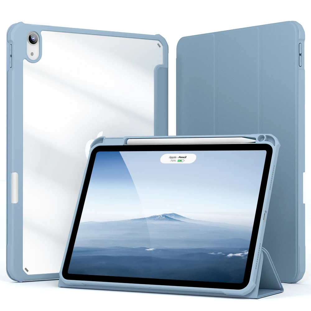 

For iPad 10.2 7/8/9th Generation Case,For iPad Pro 11 10.9 Mini 6 8.3 2021 PU Silicon Transparent With Pen Holder Cover Funda