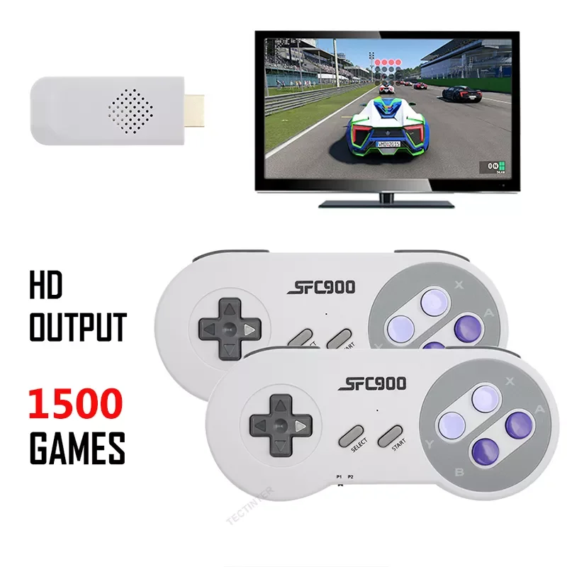 

Retro Video Game Console Mini TV HD Output Handheld Game Player With Wireless Game Controller Built in 1500+ Games Dual Gamepad