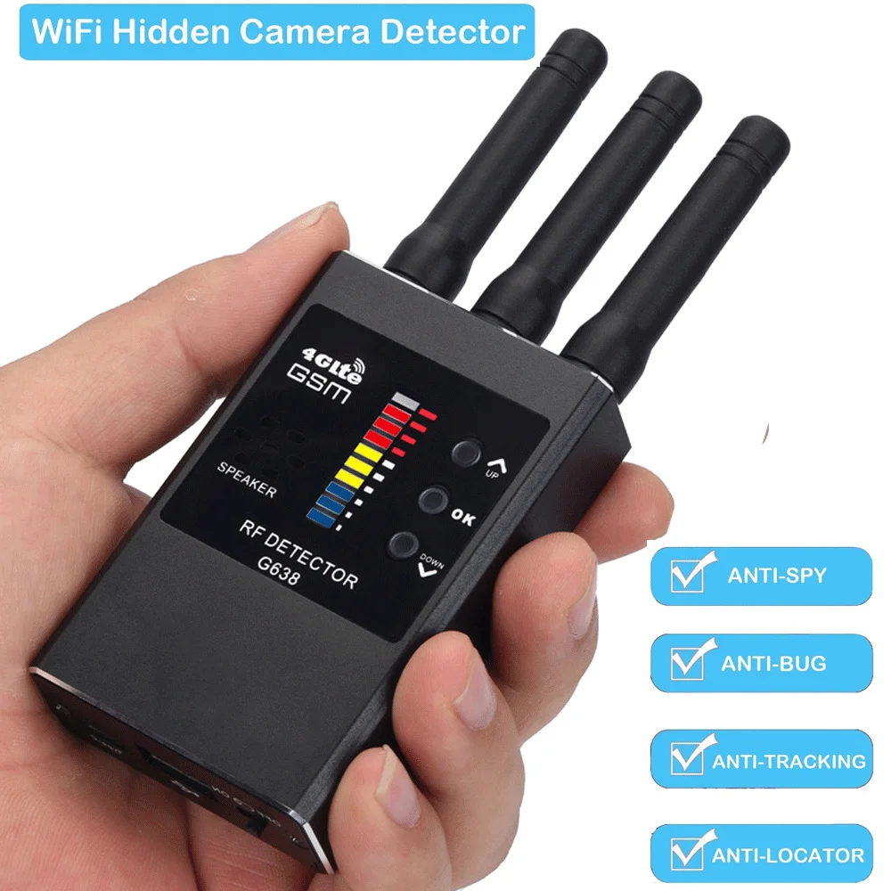 2022 NEW Professional RF Signal Detector GSM Audio Finder GPS Scan Detecting Anti-Spy Bug Strong Magnet Finder G638