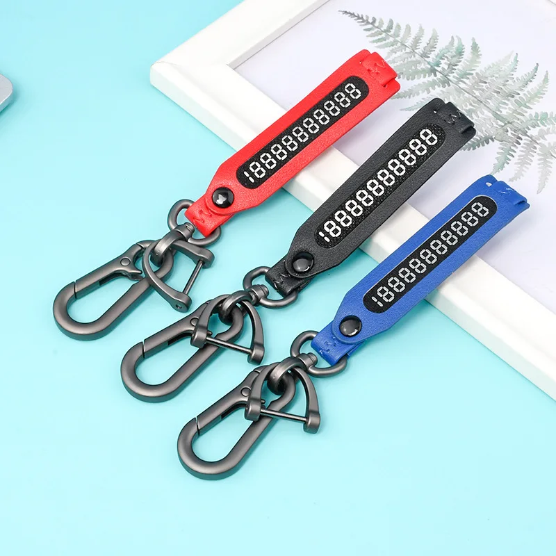 Anti loss phone number woven leather key chain 360 degree rotary horseshoe metal key chain for men and women car key chain acces