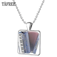 new 2018 new accordion squeezebox square pendant necklace popular picture glass cabochon personality ornaments ac02