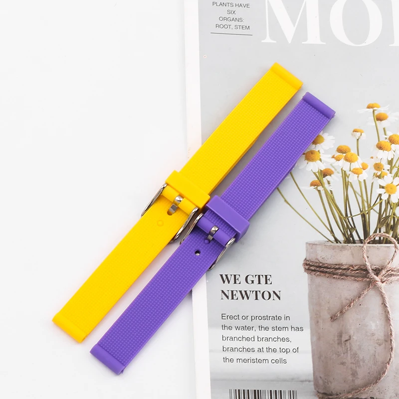 14mm silicone strap watch accessories outdoor waterproof sports rubber watch strap women's wristband buckle watchband