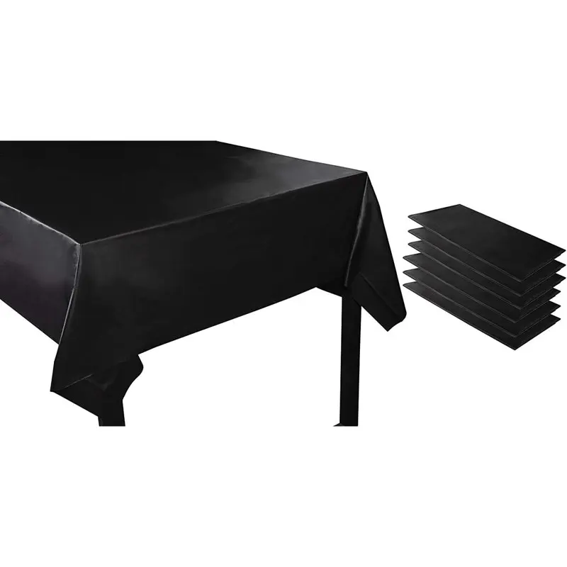 

Black Plastic Tablecloth - 6-Pack 54 X 108-Inch Rectangle Black Disposable Graduation Table Cover, Fits Up To 8-Foot Tables, Gra