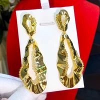 missvikki new diy 67mm earrings for women bridal wedding girl daily surper jewelry high quality scalloped ginkgo biloba