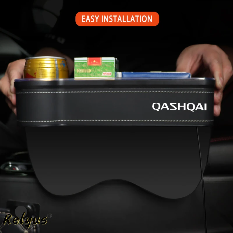 

Car Seat Storage Box Colorful Atmosphere Lamp for Nissan Qashqai J10 J11 USB Charging Car Seat Gap Filler Organizer Accessories